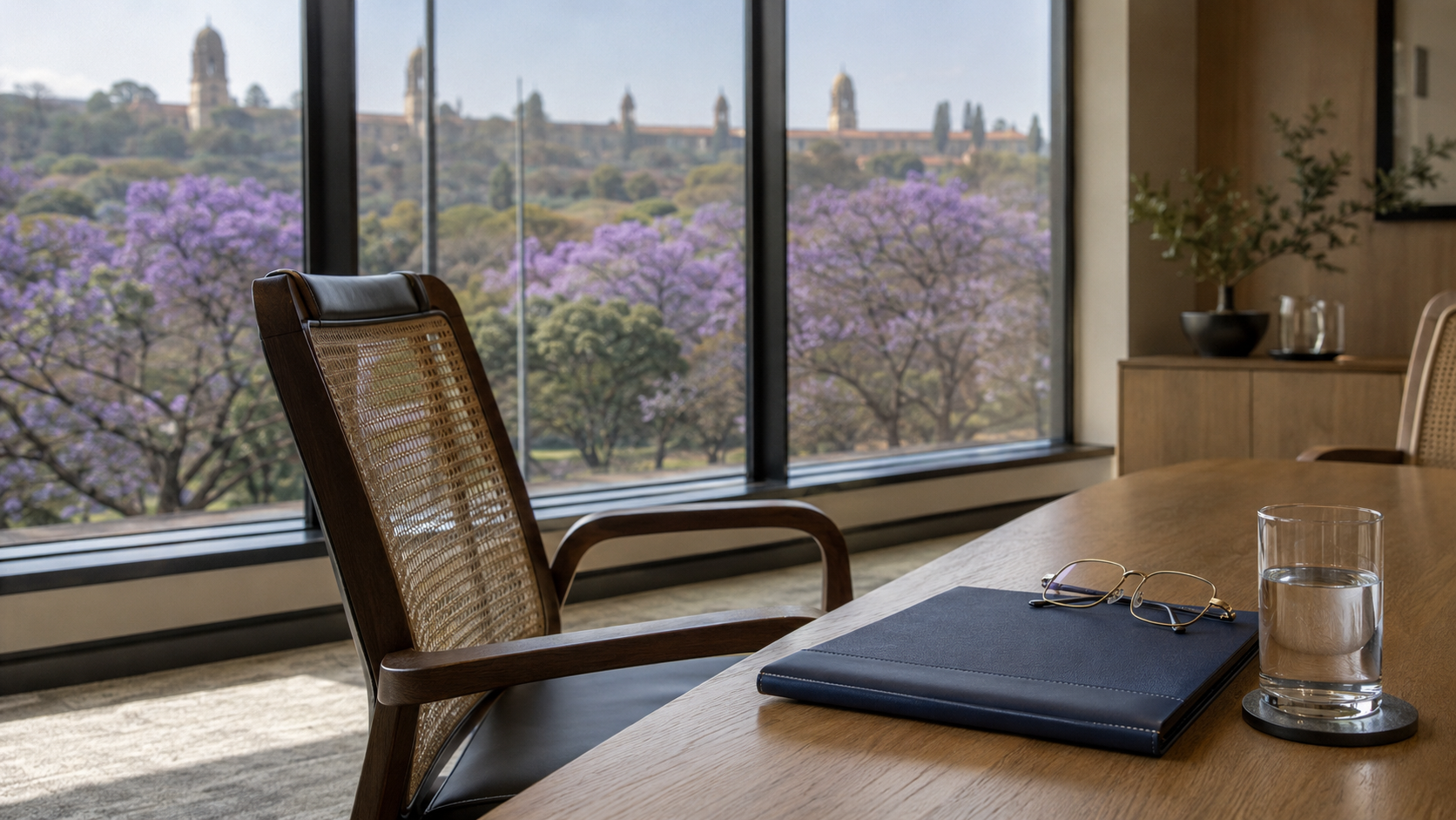 b-bbee consultants pretoria B-BBEE consultants Pretoria engagement environment with jacaranda trees visible through office window