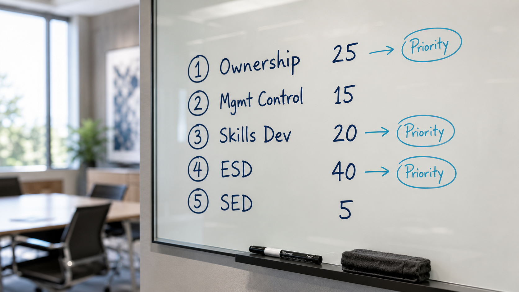 b-bbee-scorecard-elements-south-africa B-BBEE scorecard elements South Africa five-element framework written on a whiteboard with markers